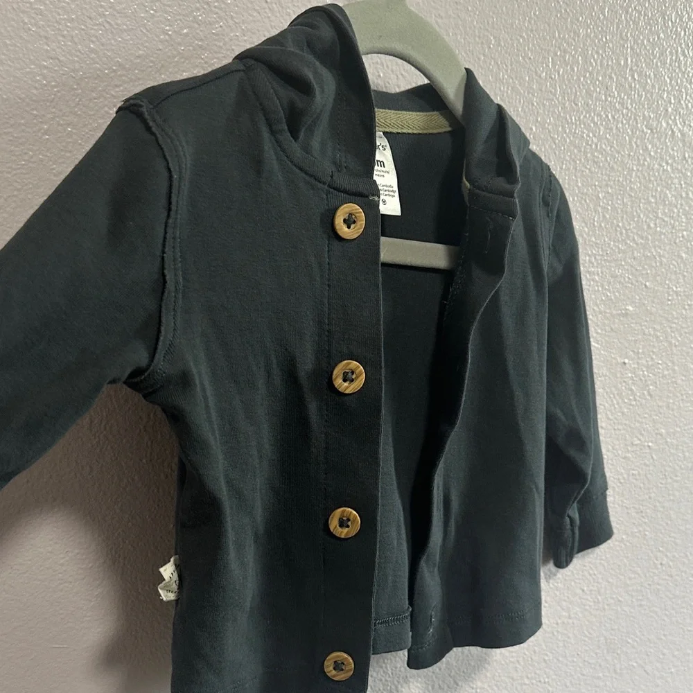 Carter's Navy Baby Hoodie with Wooden Buttons